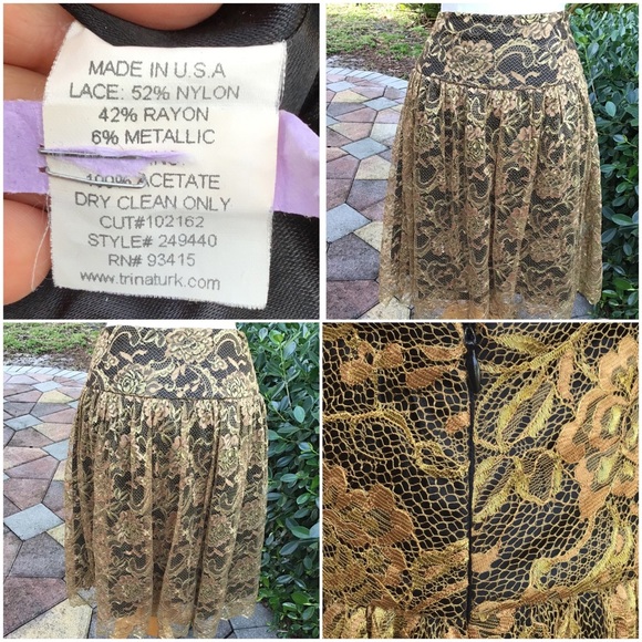 Trina Turk Gold and Black Brocade Coat - Picture 4 of 5